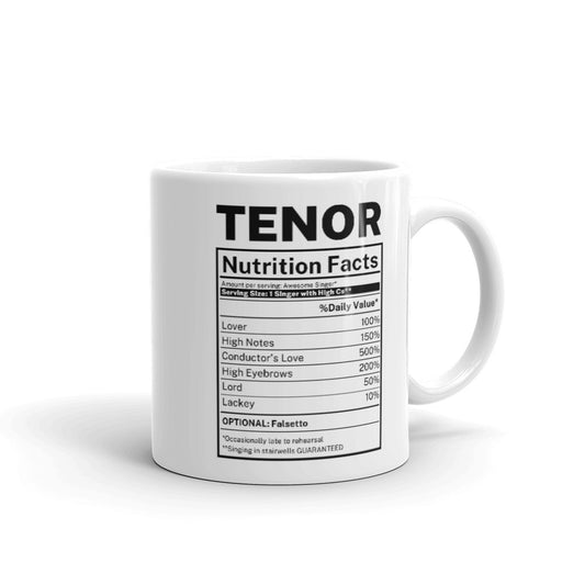 Tenor Nutrition Facts White Mug